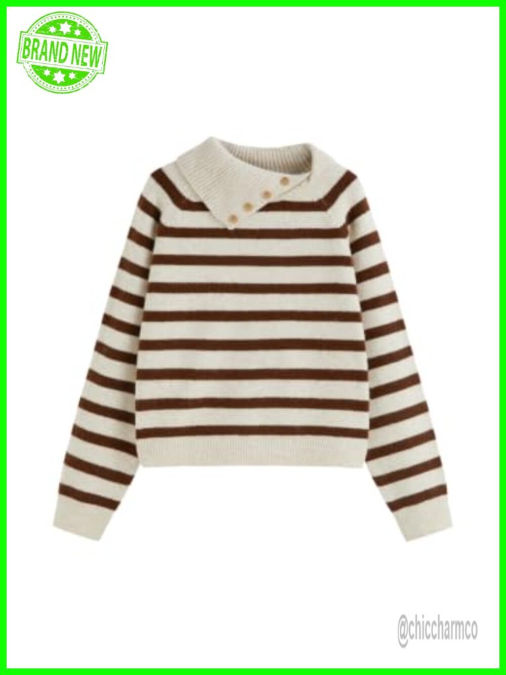 Wool Blend Striped Turtleneck Pullover Sweater - Long Sleeve